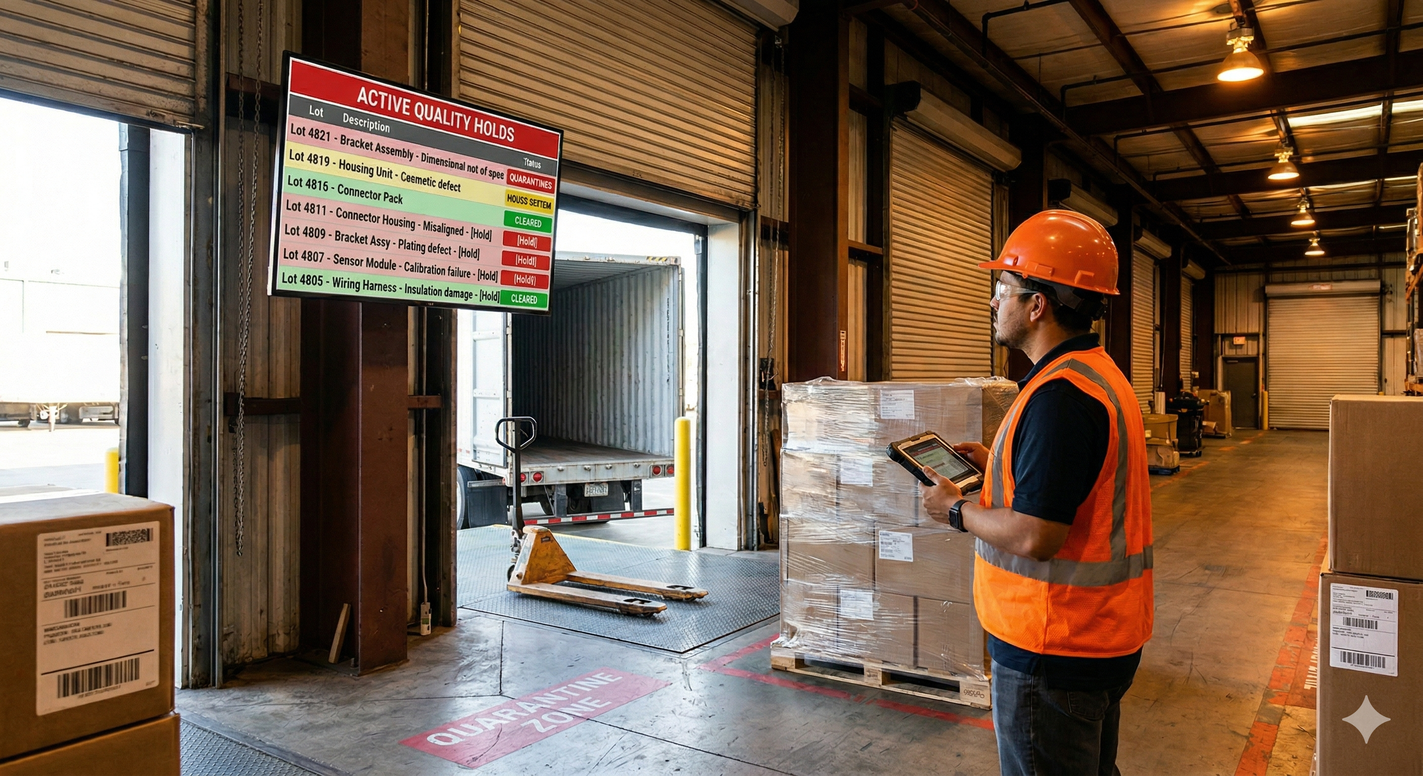 Prevent held product from shipping with digital quality boards