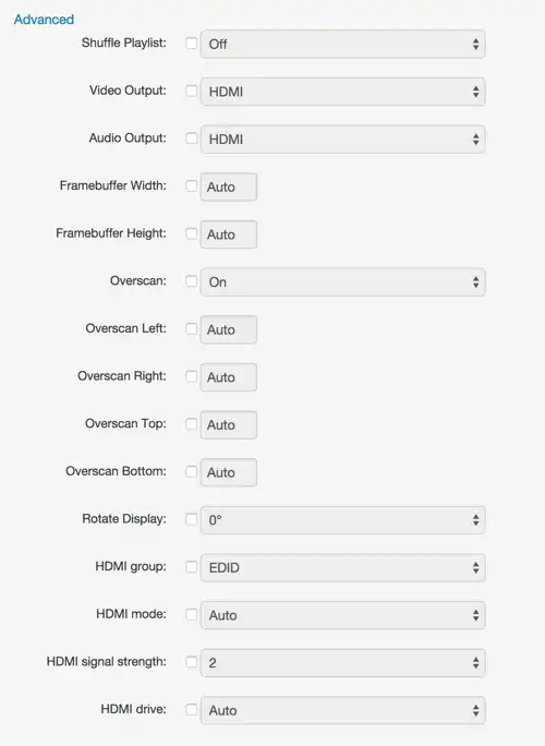 Advanced settings in Screenly