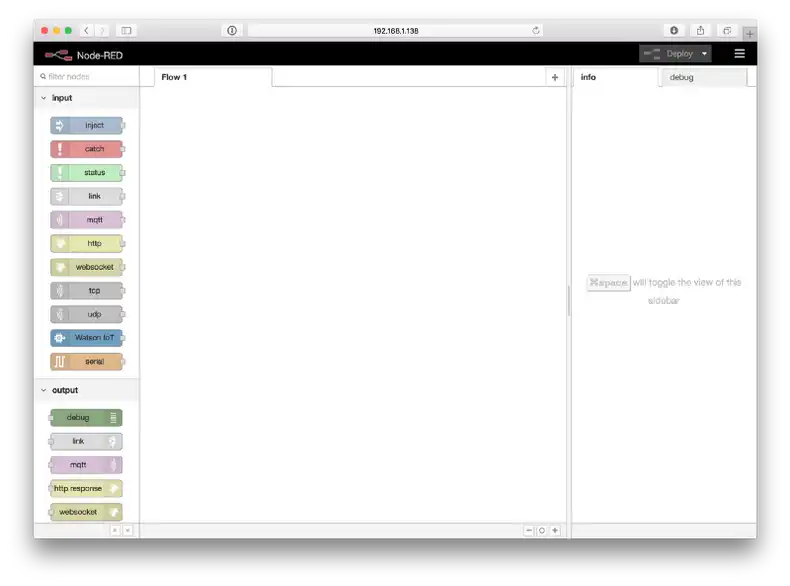 Node-RED interface