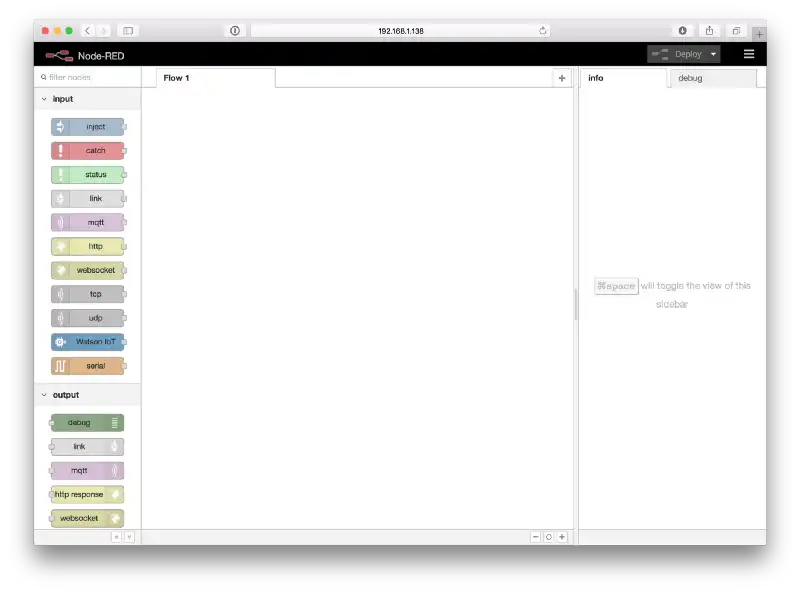 Node-RED interface