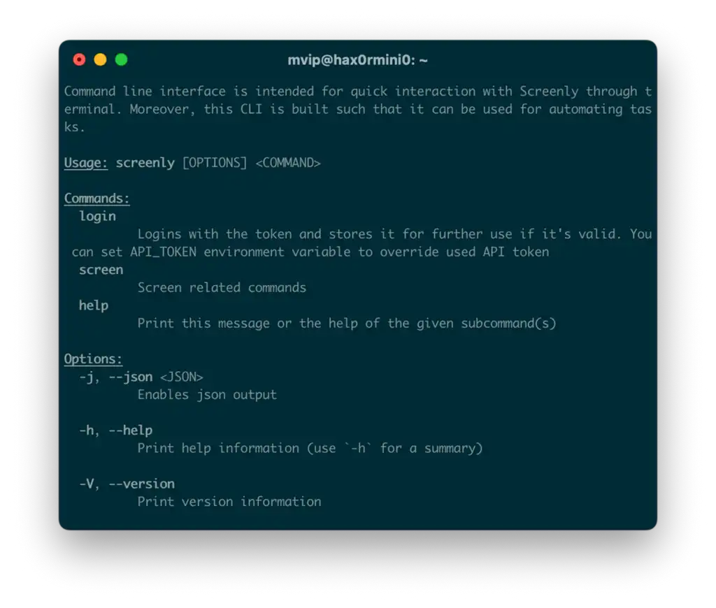 iTerm running Screenly CLI