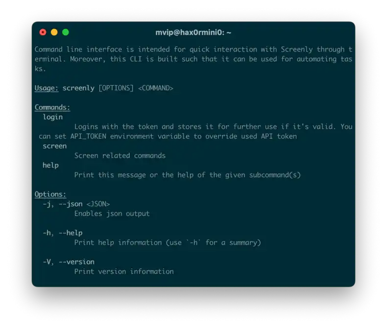 iTerm running Screenly CLI