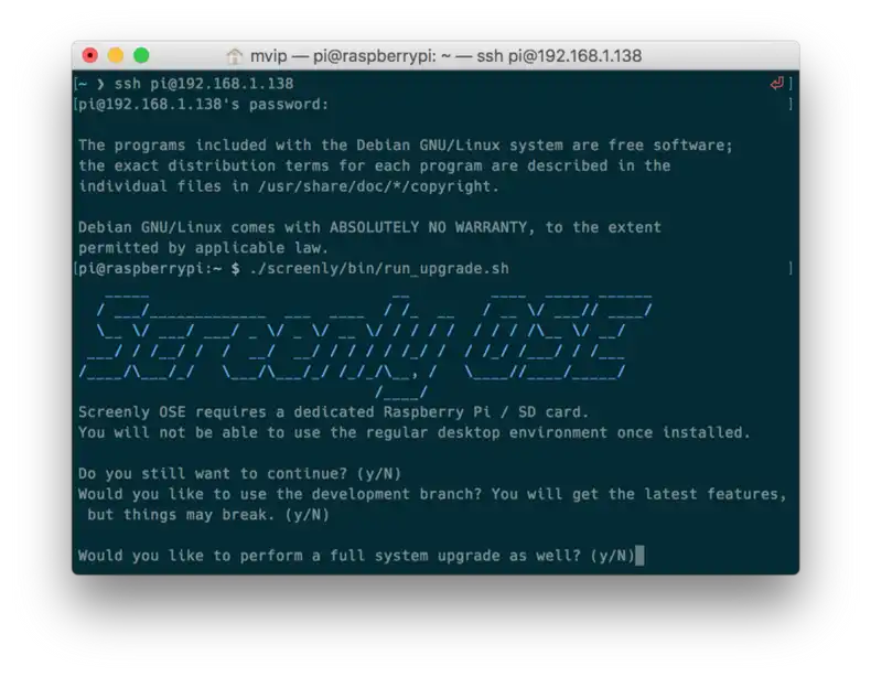 Screenly OSE upgrade script