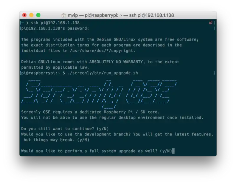 Screenly OSE upgrade script