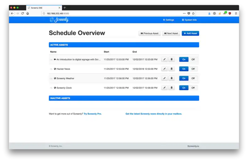 Screenly OSE with navigation buttons