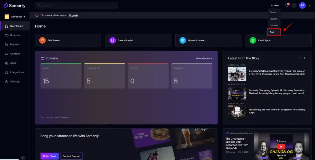 The + New Weather App button