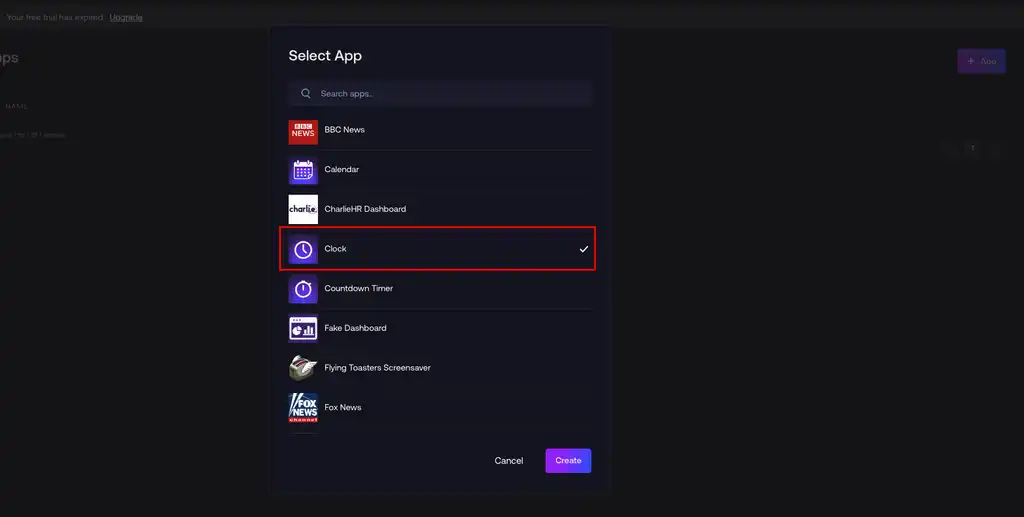 Choose Clock App from the app list