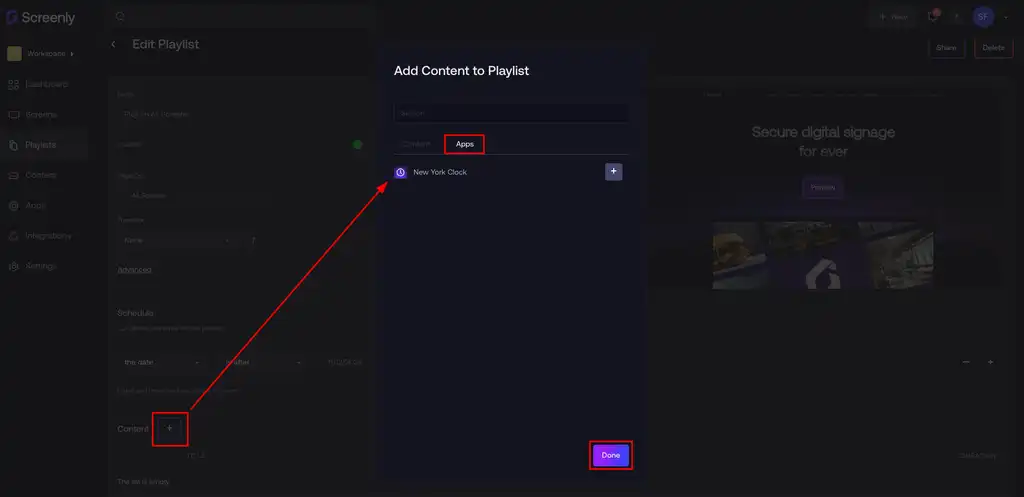 Add Clock App to the playlist
