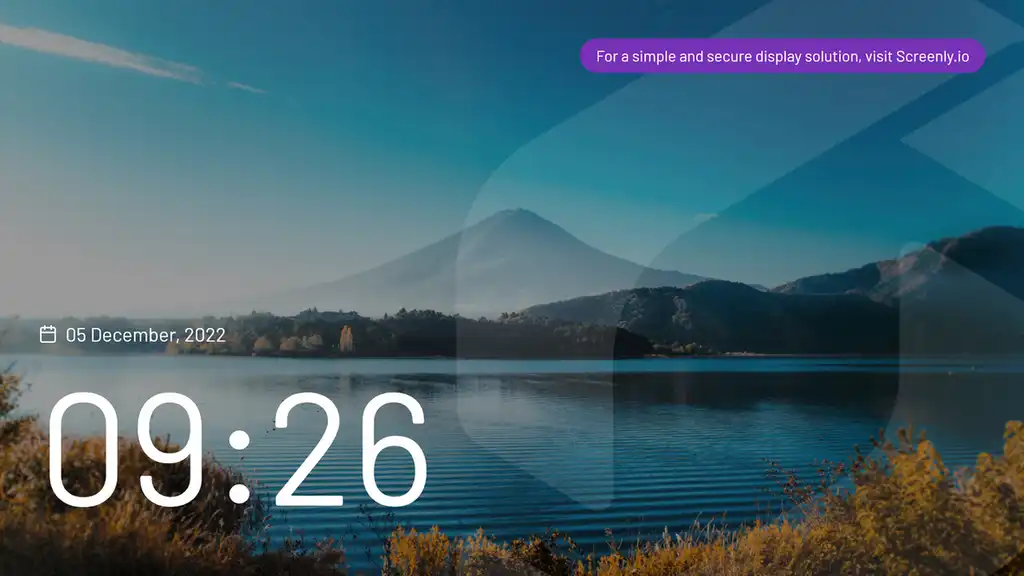 The Screenly Clock App web page showing the URL for the Clock App.