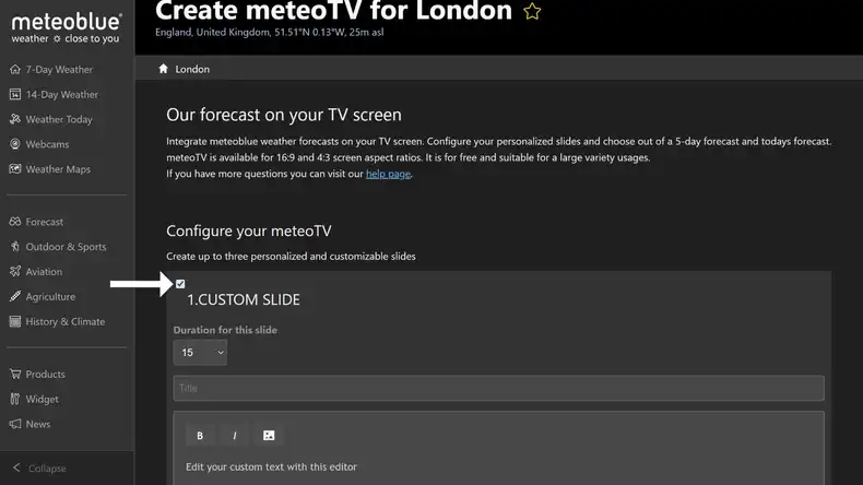 MeteoTV custom slide section