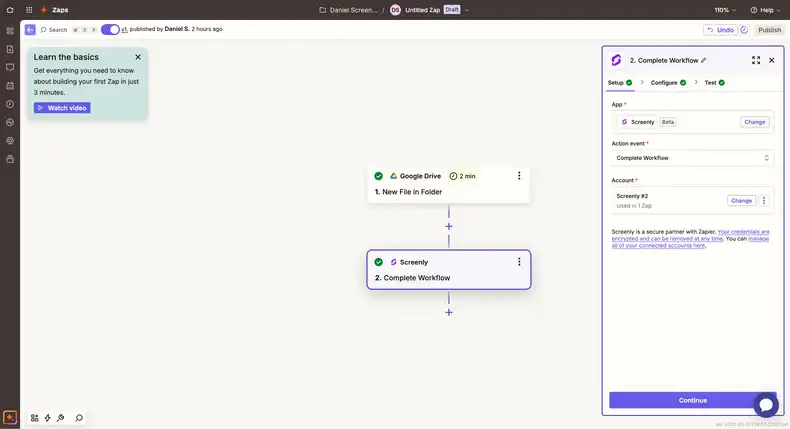 How to set up your Screenly workflow in Zapier.