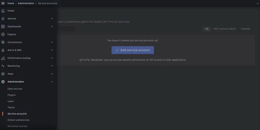 The Grafana Side Menu Bar