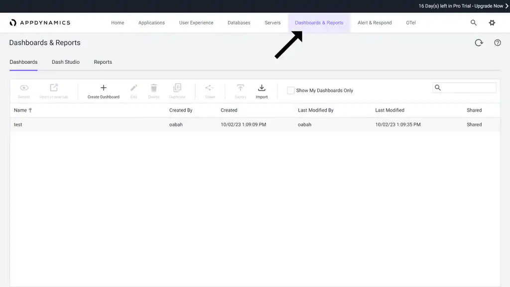 Appdynamics account home page.