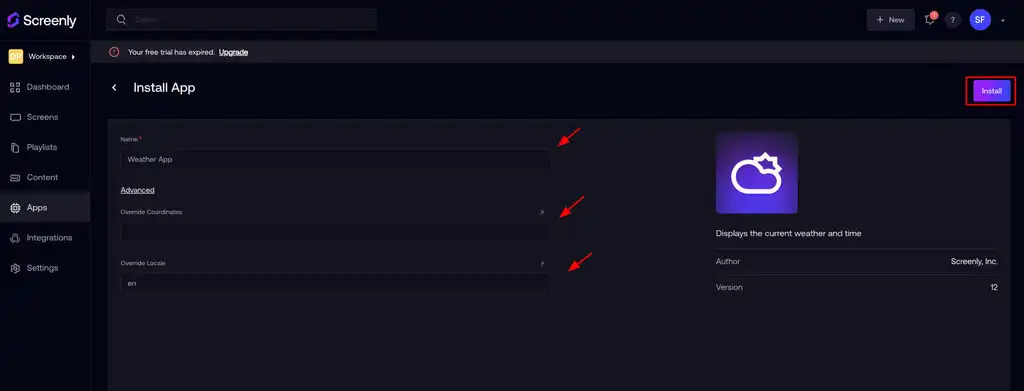 Configure the Weather App