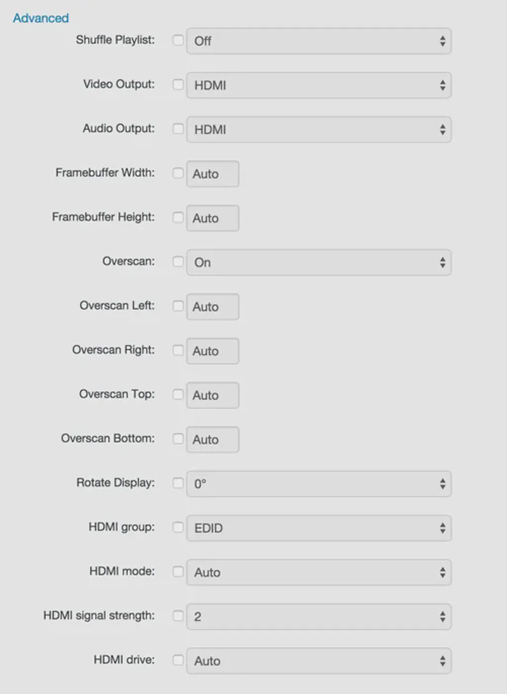 Advanced settings in Screenly