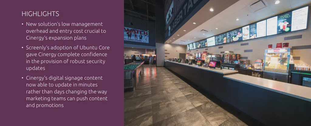 Screenly running at Cinergy