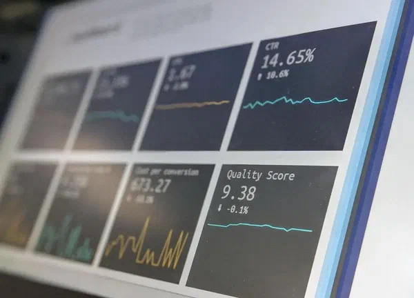This image is of a data dashboard that is integrated with digital signage tools and Grafana.