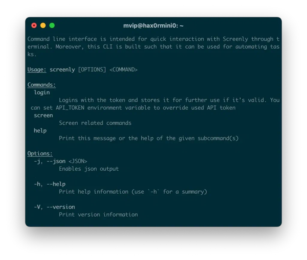 iTerm running Screenly CLI