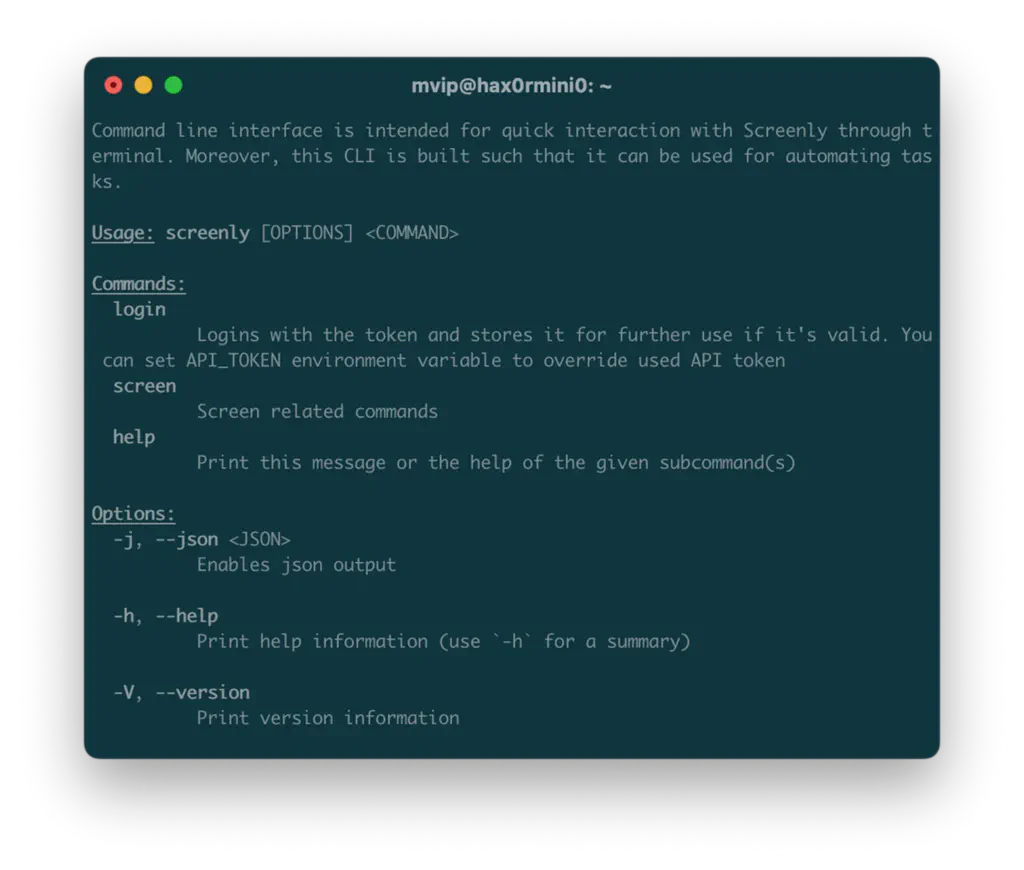 iTerm running Screenly CLI