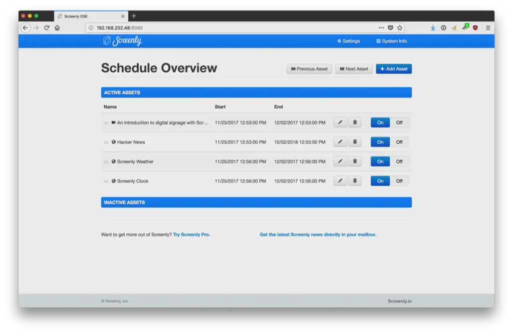 Screenly OSE with navigation buttons