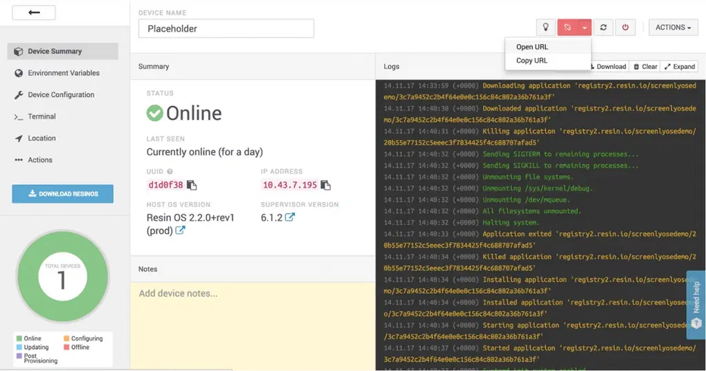 Screenly OSE running on resin.io