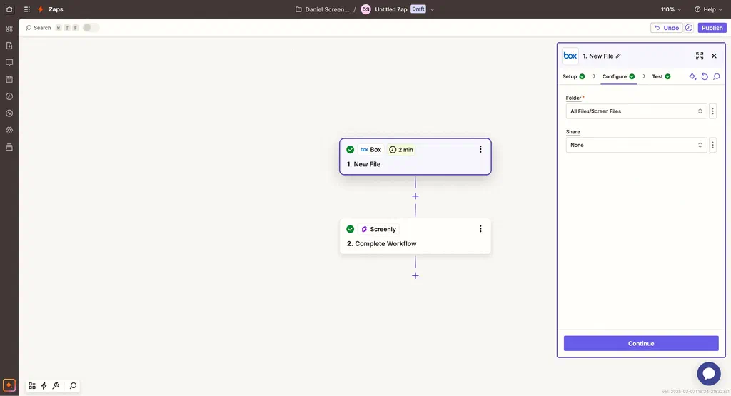 Setting up the Box configuration section.