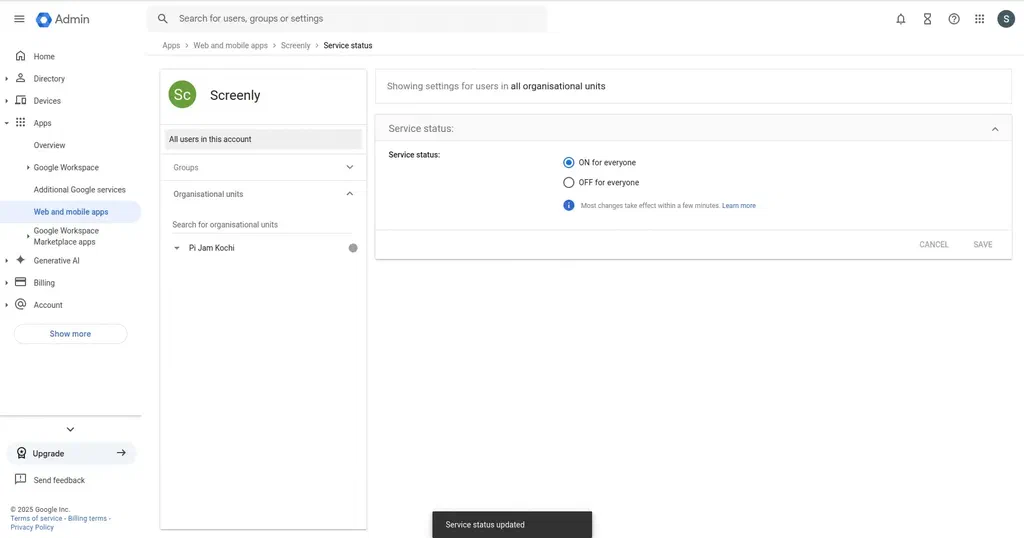 Google Workspace SAML setup step 9.