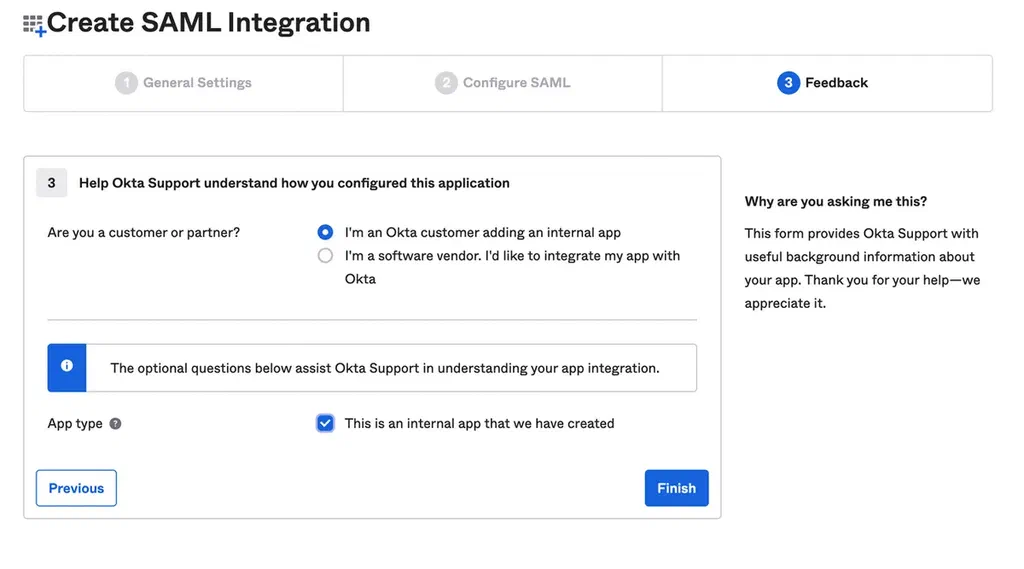 Okta SAML setup step 5.