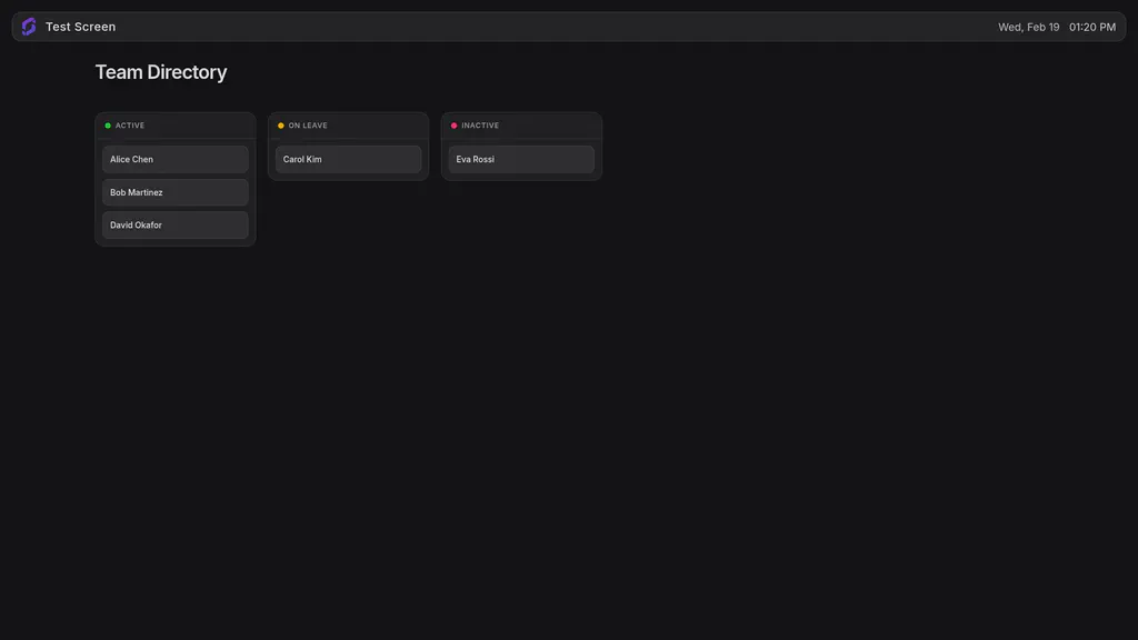 Airtable kanban view on a Screenly screen