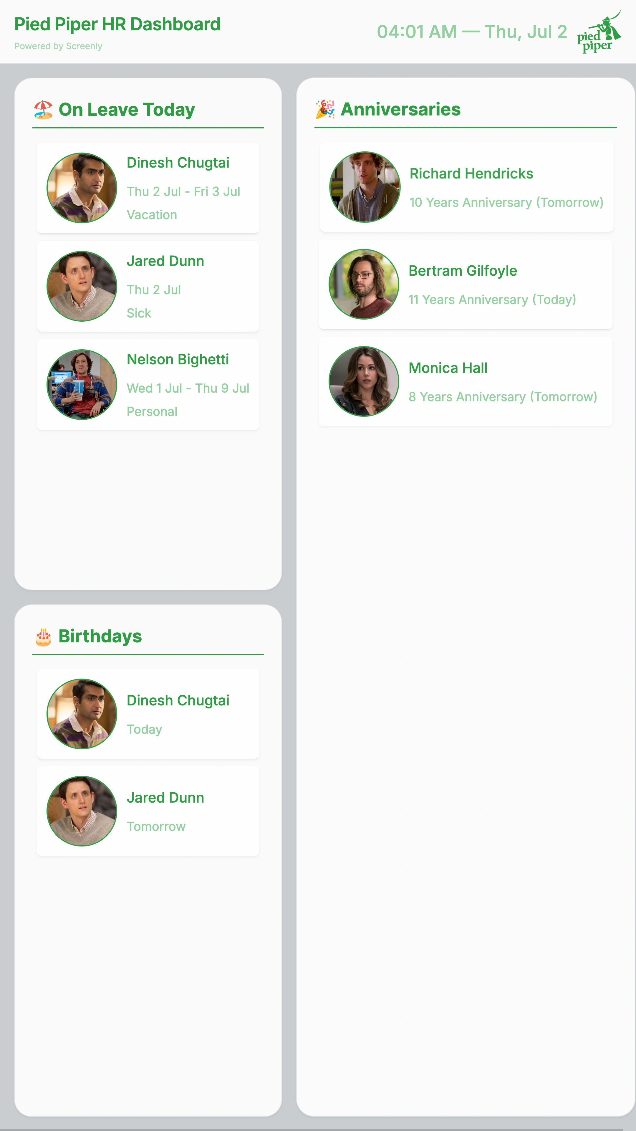 CharlieHR Dashboard Portrait screenshot 1