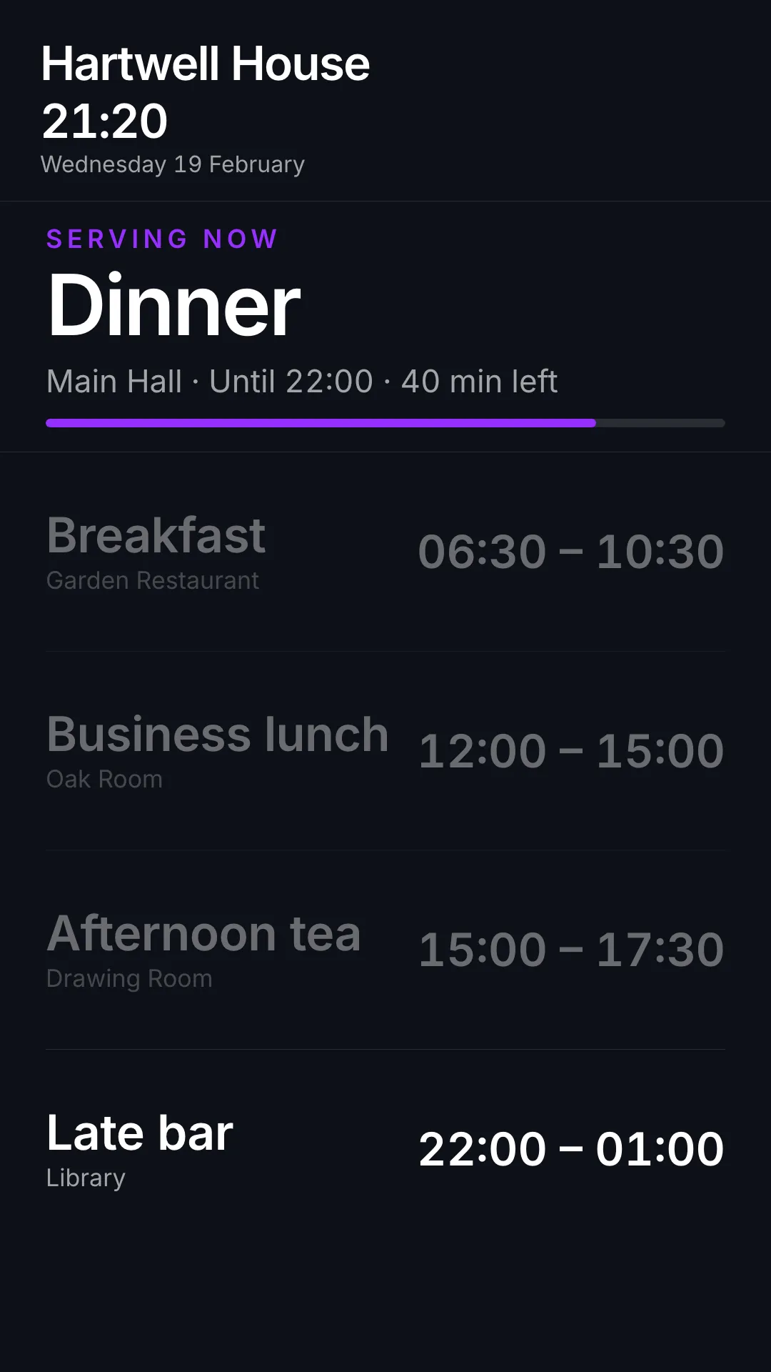 Meal Schedules Portrait screenshot 1