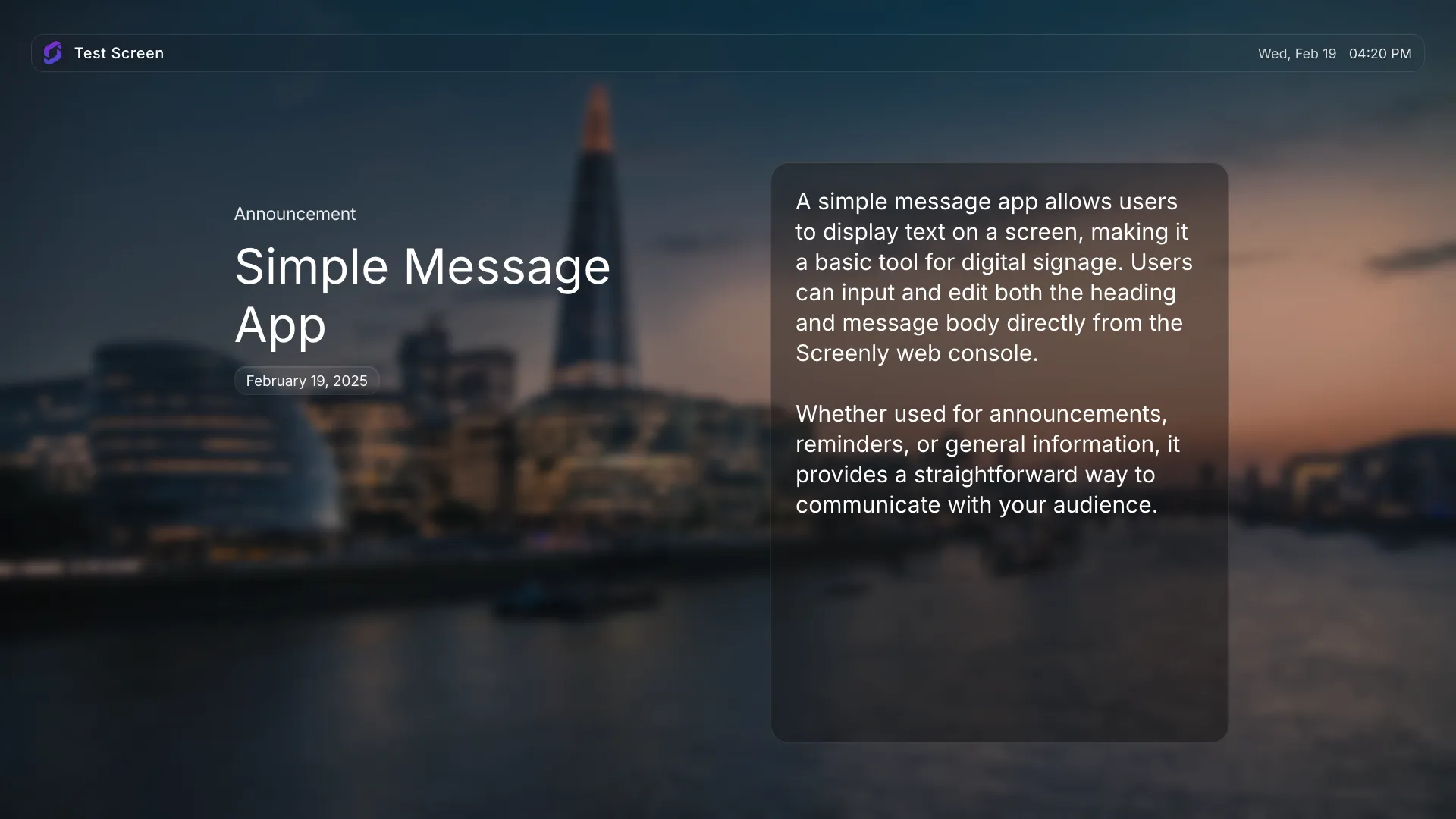 Simple Message Landscape screenshot 1