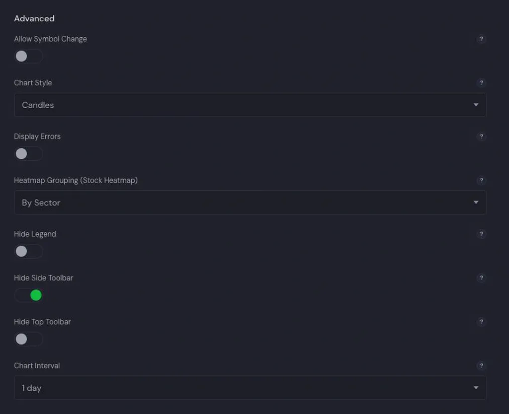 TradingView Widgets advanced settings