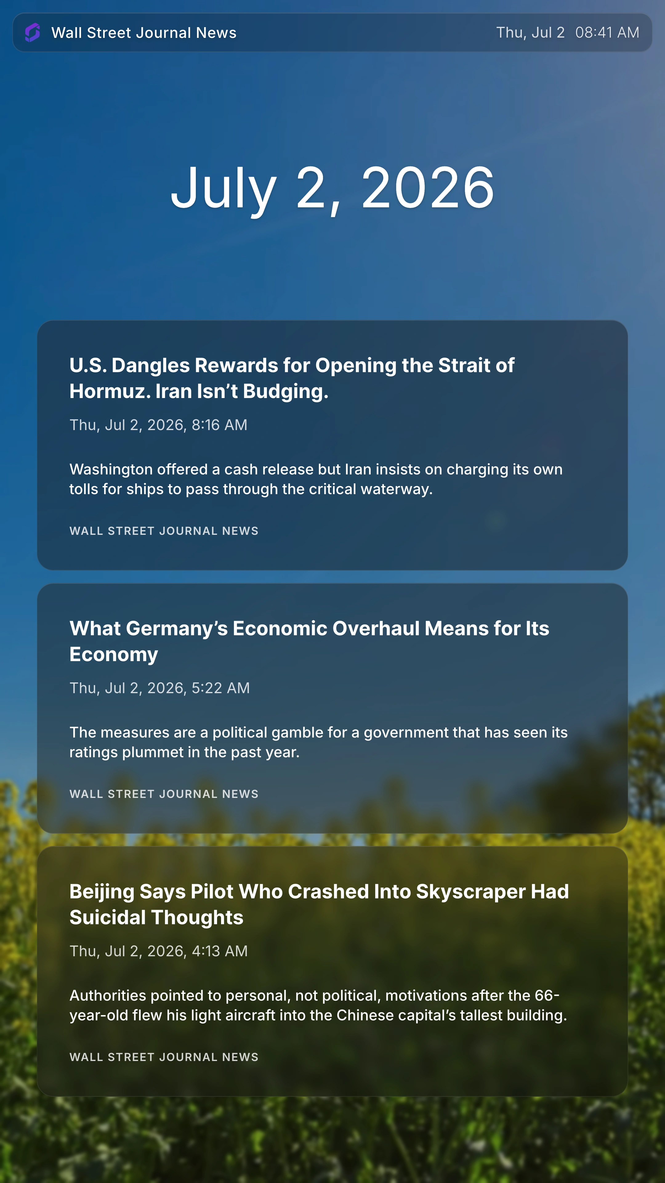 WSJ News Portrait screenshot 1