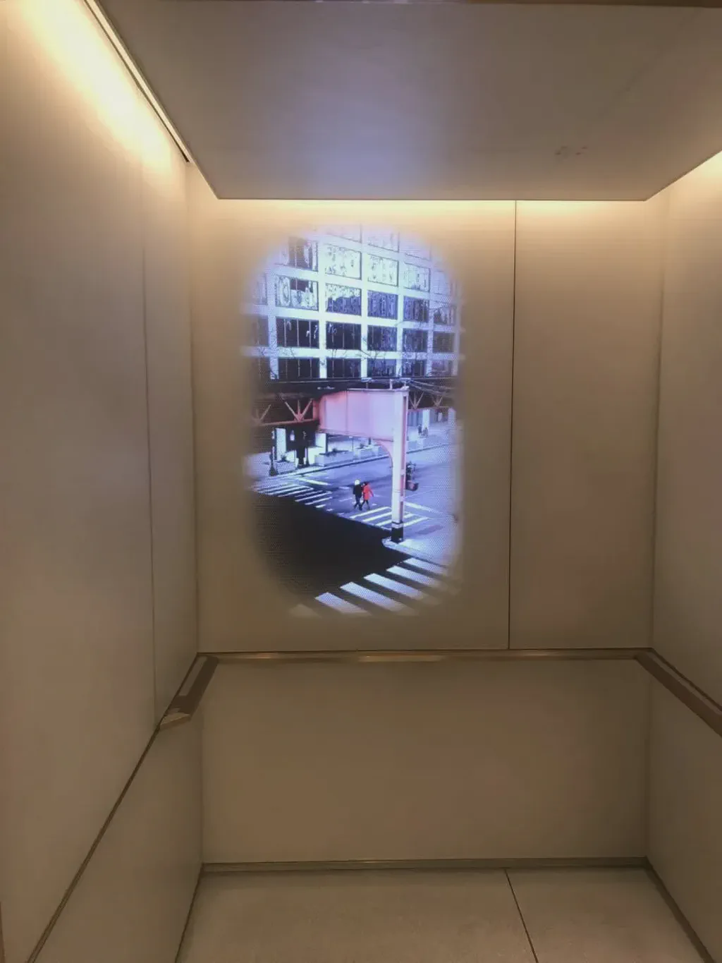 The elevators at Merchandise Mart from inside the elevator.