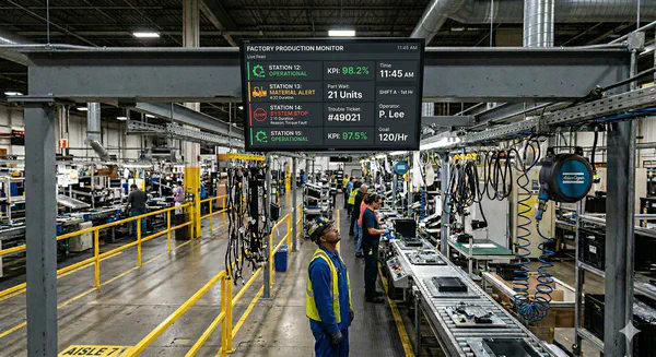 Andon and line-stop alert display on the plant floor