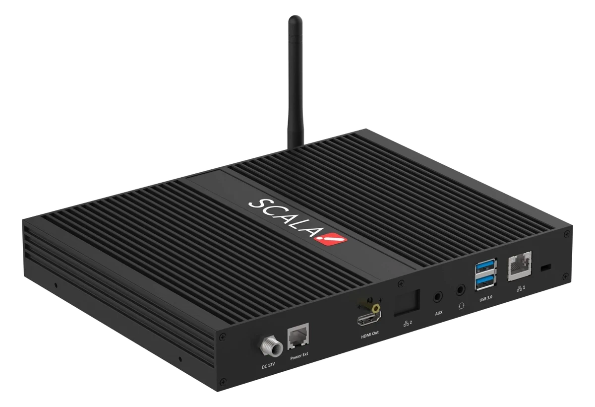 Scala performance digital signage media player with Wi-Fi antenna
