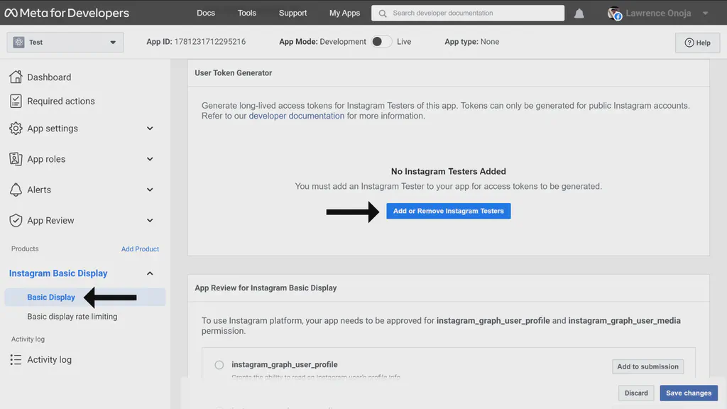 Meta for developers basic display products page