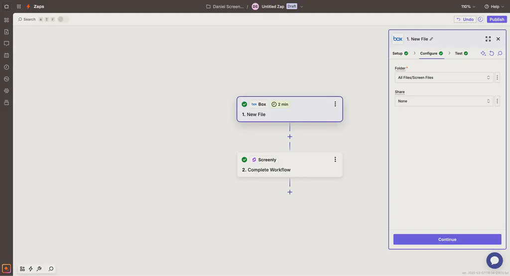 Setting up the Box configuration section.