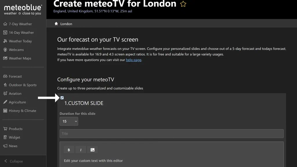 MeteoTV custom slide section