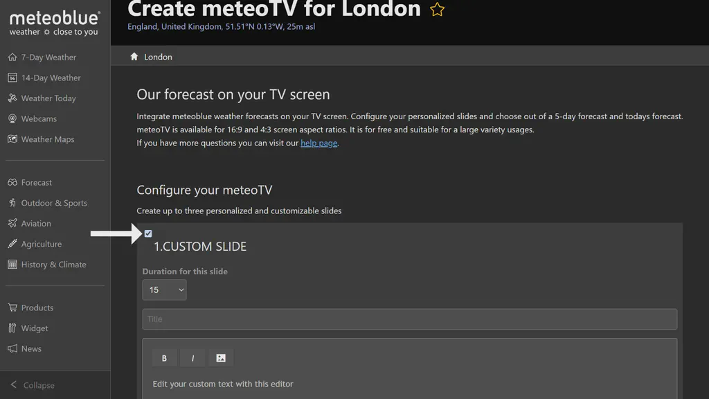 MeteoTV custom slide section
