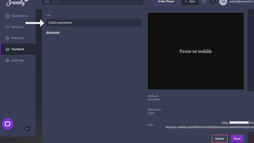 The Zabbix content page