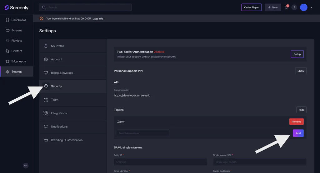 How to get a Screenly API key.