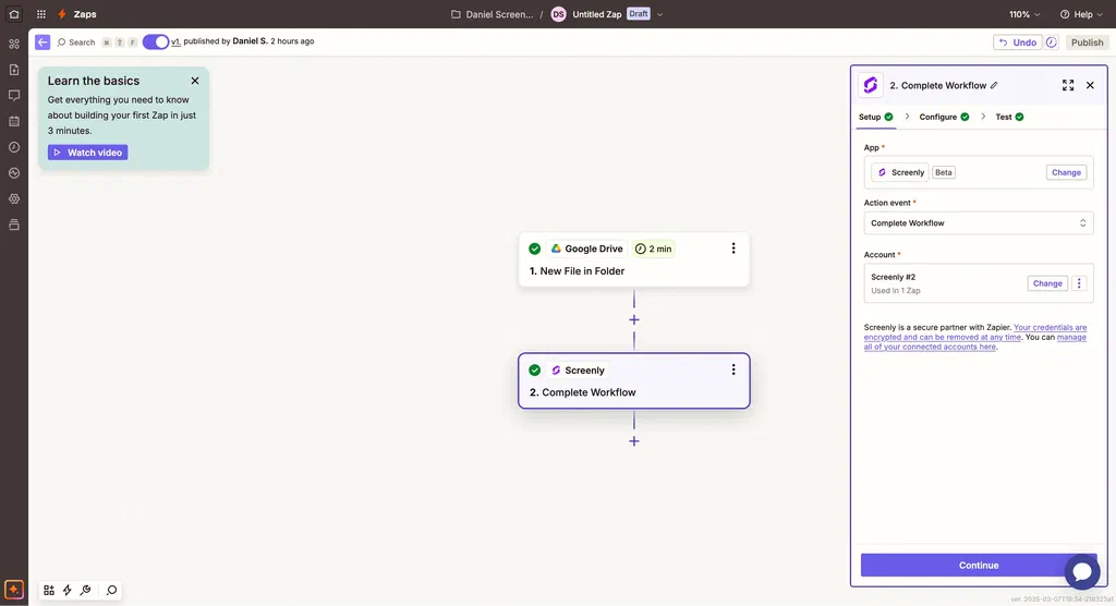 How to set up your Screenly workflow in Zapier.