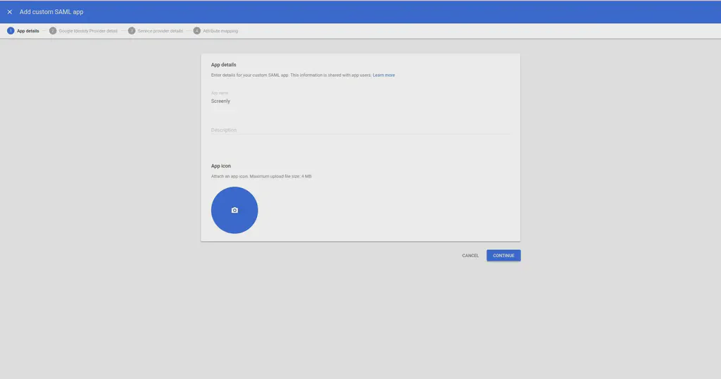 Google Workspace SAML setup step 4.