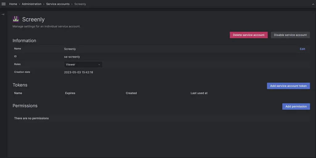 Add Service Account Token