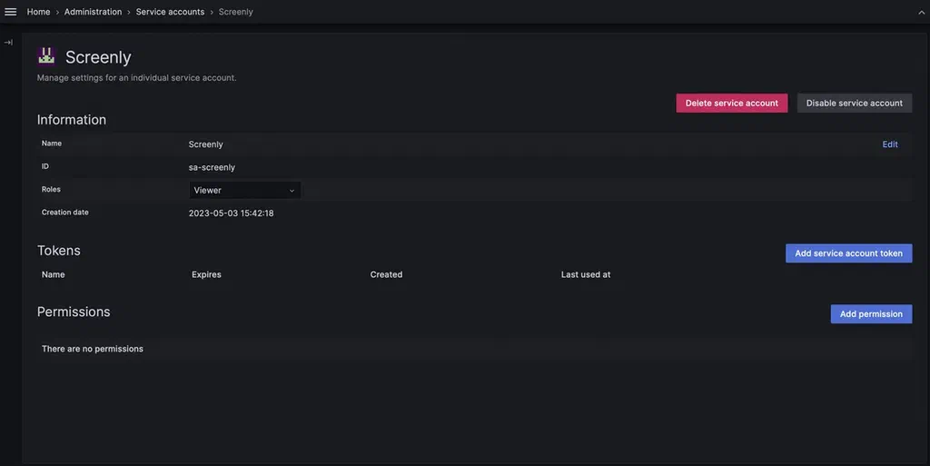 Add Service Account Token