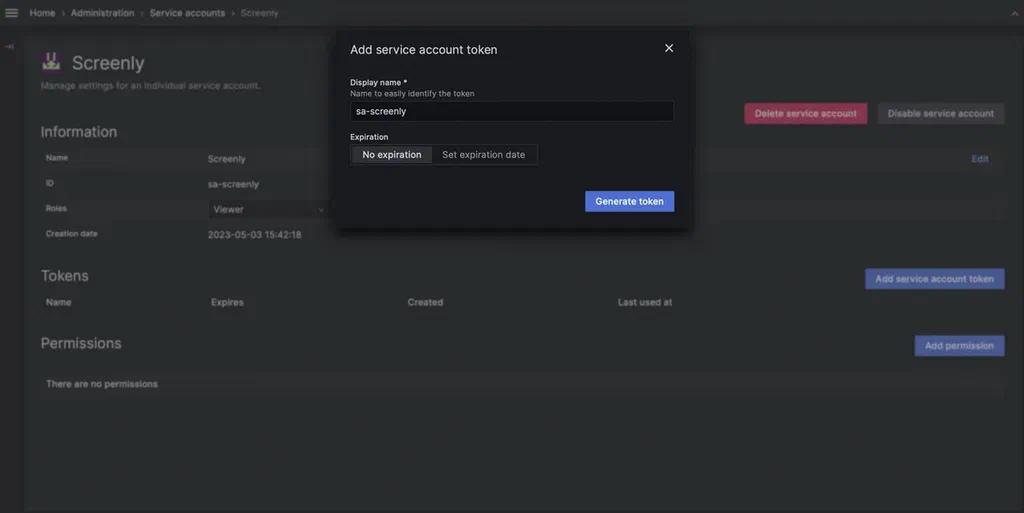 Generate Service Account Token