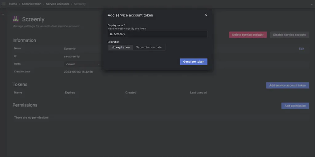 Generate Service Account Token