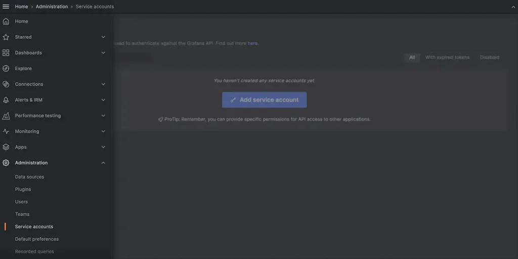 The Grafana Side Menu Bar